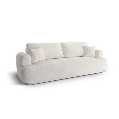 Canapé Convertible Avec Coffre De Rangement 3places Bouclé Beige Clair