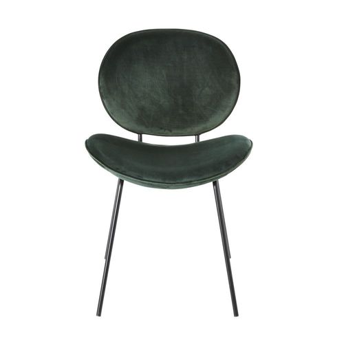 Chaise En Velours Vert Et Acier Noir