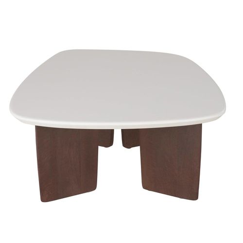 Table Basse Blanche Pieds En Bois D'acacia L114