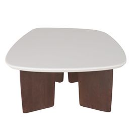 Table Basse Blanche Pieds En Bois D'acacia L114