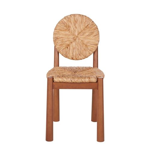 Chaise En Bois D'hévéa, Frêne Et Jonc Tressé