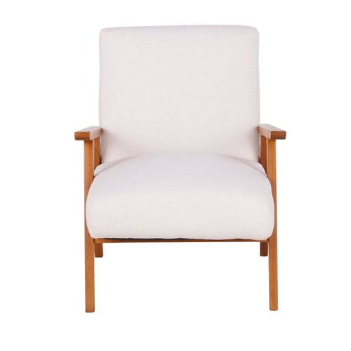 Fauteuil Bouclettes Blanches Et Bois De Hêtre