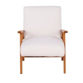 Fauteuil Bouclettes Blanches Et Bois De Hêtre