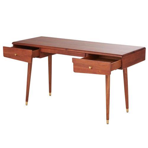 Bureau 2 Tiroirs En Bois D'acacia