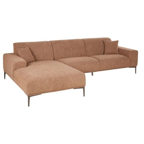 Canapé D'angle Gauche 4/5 Places En Textile Tramé Ocre