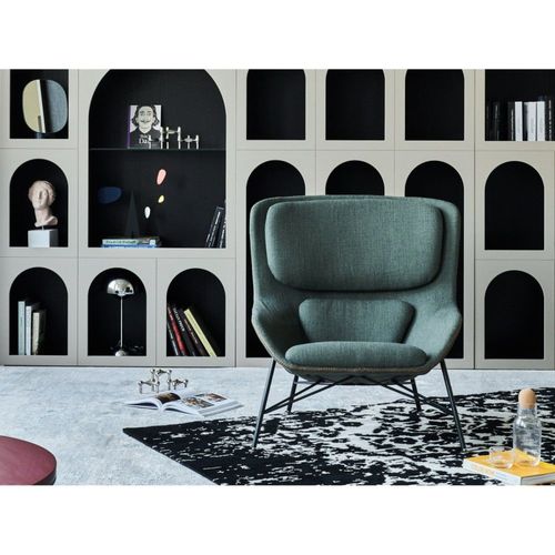 Fauteuil Contemporain En Tissu Laine Vert