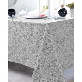Nappe En Coton Enduit Pvc Gris Ronde 160 Cm
