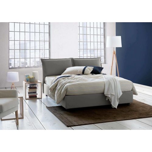 Lit Double En Tissu Gris 160x190 Cm