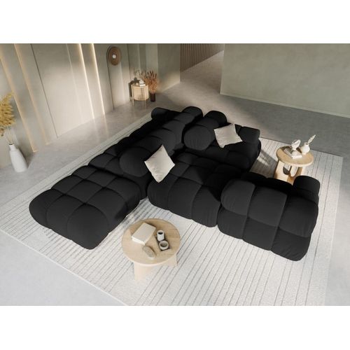 Canapé Modulable Gauche 4 Places En Tissu Velours Noir