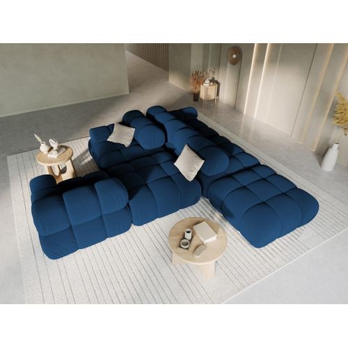 Canapé Modulable Droit 4 Places En Tissu Velours Bleu Roi