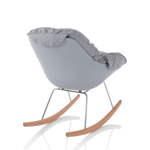 Fauteuil À Bascule En Bois Et Tissu Gris