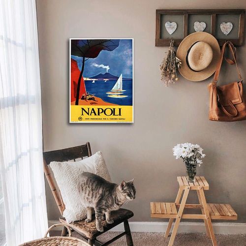 Tableau affiche touristique vintage Napoli 50x70cm