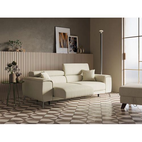 Canapé Avec Assises Coulissantes En Tissu 185 Cm Crème