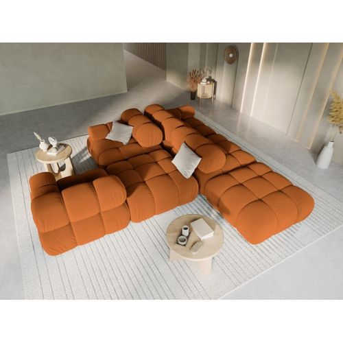 Canapé Modulable Droit 4 Places En Tissu Velours Terracotta