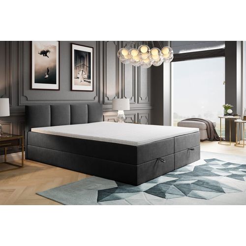 Ensemble sommier et matelas en velours gris foncé 200x200