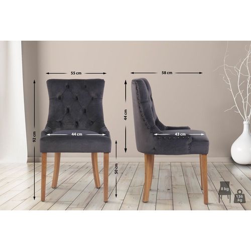 Chaise De Salle À Manger Matelassée En Velours Gris Foncé