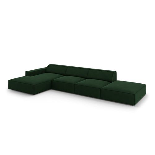 Canapé D'angle 5 Places En Velours Vert Bouteille