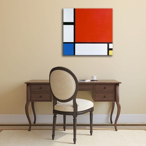 Tableau composition II en rouge, bleu et jaune Piet Mondrian 50x50cm