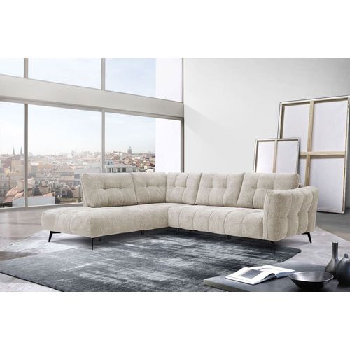 Canapé D'angle Gauche 5 Places Tissu Beige