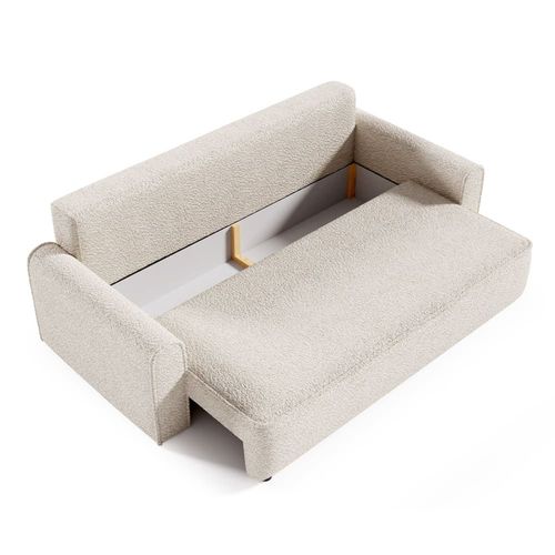 Canapé Convertible 3 Places Coffre Bois De Pin Beige