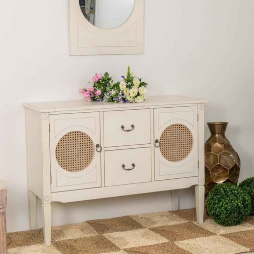 Console En Bois Avec Grillages Blancs 106x40x78h
