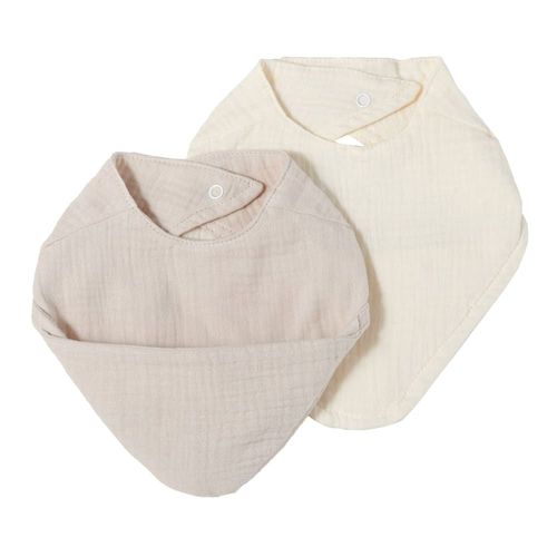 Set Bavoir Mousseline Blanc Cassé 22x27 Cm