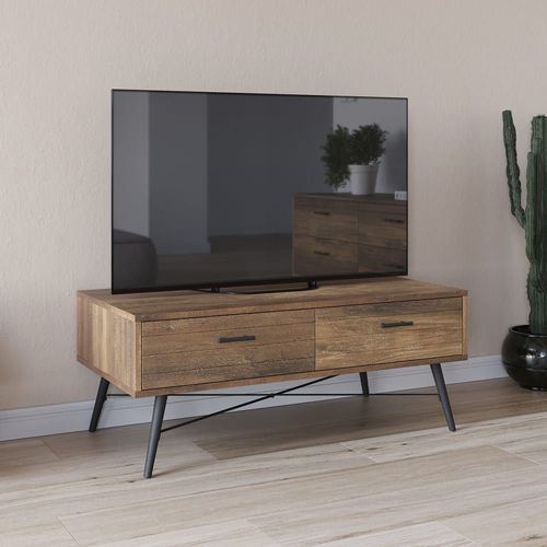 Meuble Tv 2 Tiroirs Couleur Rustique