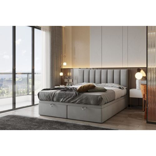 Ensemble sommier et matelas en velours gris 140x200