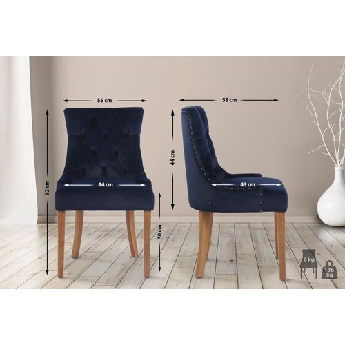 Chaise De Salle À Manger Matelassée En Velours Bleu