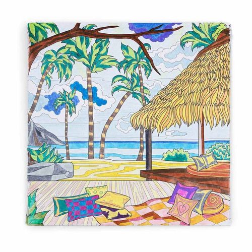 Tableau sur toile bord de mer à colorier 30x30