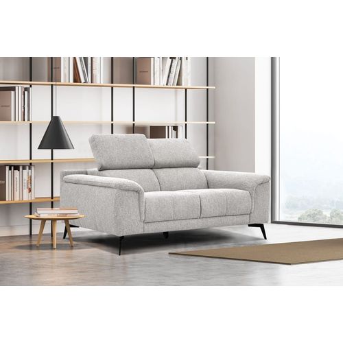Canapé Droit 2 Places Tissu Beige Clair