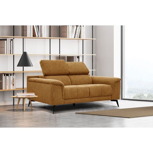 Canapé Droit 2 Places Tissu Orange