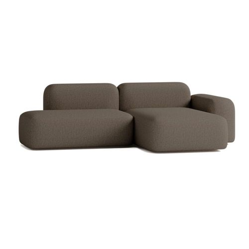 Canapé D'angle Modulable 3 Places Tissu Marron