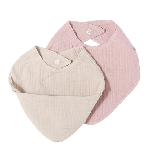 Set Bavoir Mousseline Vieux Rose 22x27 Cm