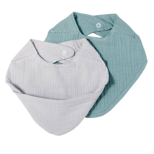 Set Bavoir Mousseline Gris 22x27 Cm