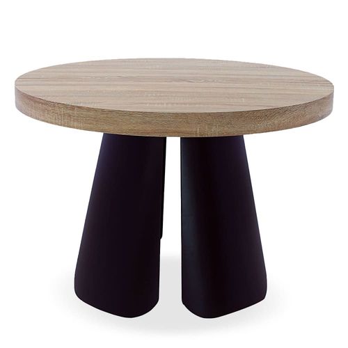Table Ronde Extensible Chêne Clair Pieds Noir