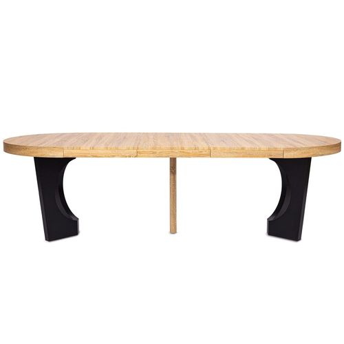 Table Ronde Extensible Chêne Clair Et Noir