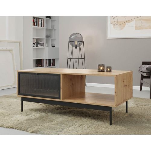 Table Basse Style Industriel 120 Cm Noir / Bois