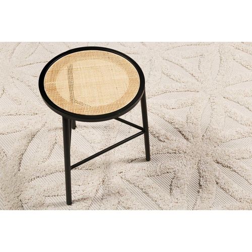 Tapis Rond Intérieur/Extérieur À Relief Mandala Beige Ø200