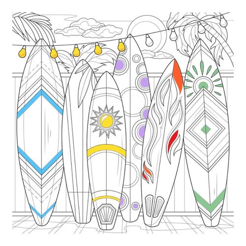 Tableau sur toile planches de surf à colorier 30x30