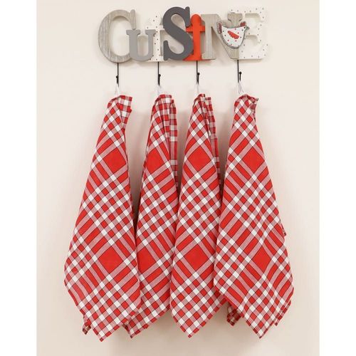 Lot De 10 Serviettes De Tables En Coton Rouge