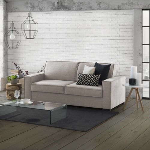 Canapé Lit 3 Places En Tissu Tourterelle 220x95 Cm