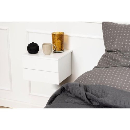 Table De Chevet Suspendu 2 Tiroirs Blanc