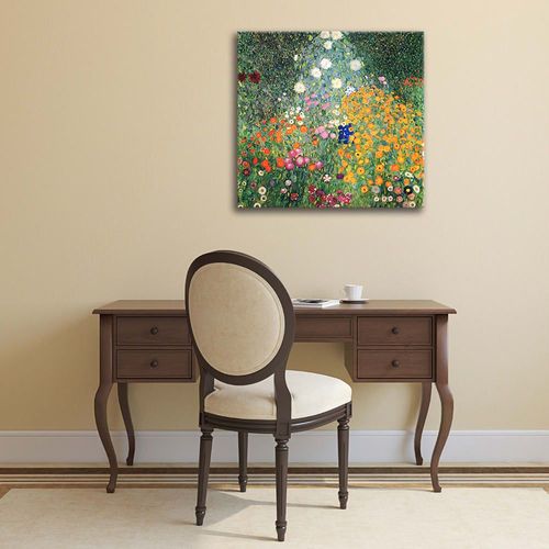 Tableau impression sur toile Jardin de Fleurs Gustav Klimt 60x60cm