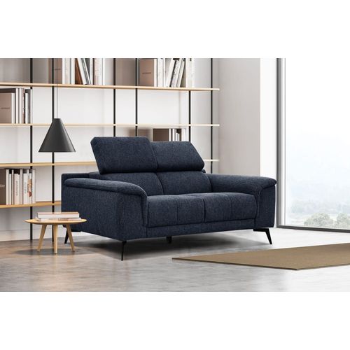 Canapé Droit 2 Places Tissu Bleu Foncé