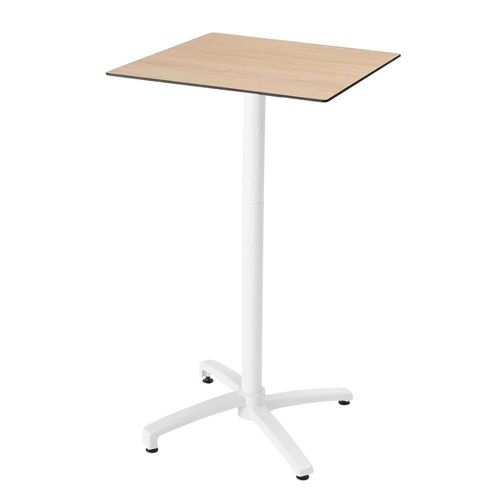 Ensemble Table Haute Stratifié Chêne Naturel Et 2 Chaises Blanc