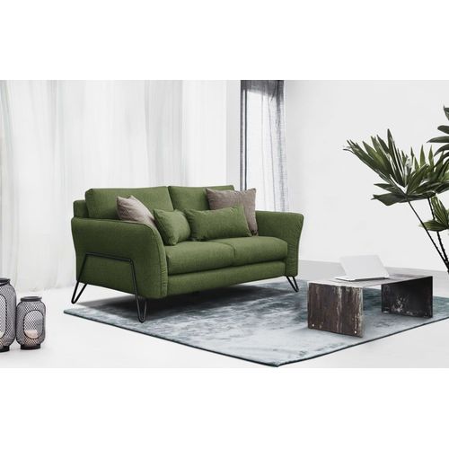 Canapé Droit 2 Places Tissu Vert
