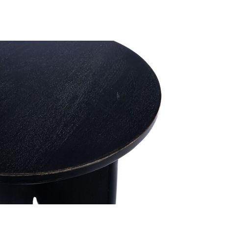 Bout De Canapé Rond En Manguier Noir Patiné D46