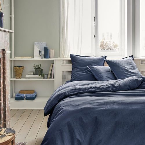 Drap Housse En Coton Bleu 140x190