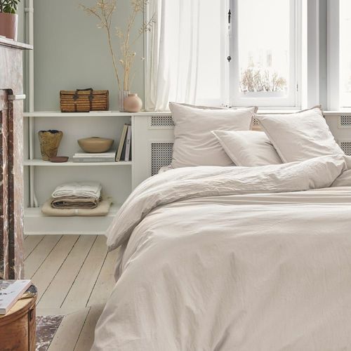 Drap Housse En Coton Beige 140x190